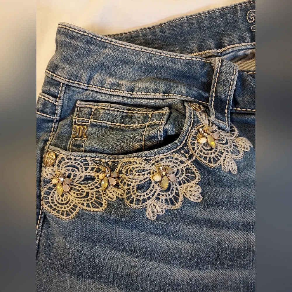 Miss Me Mid-rise Slim Boot Jeans with Intricate Embroidery And Beading - Picture 8 of 10